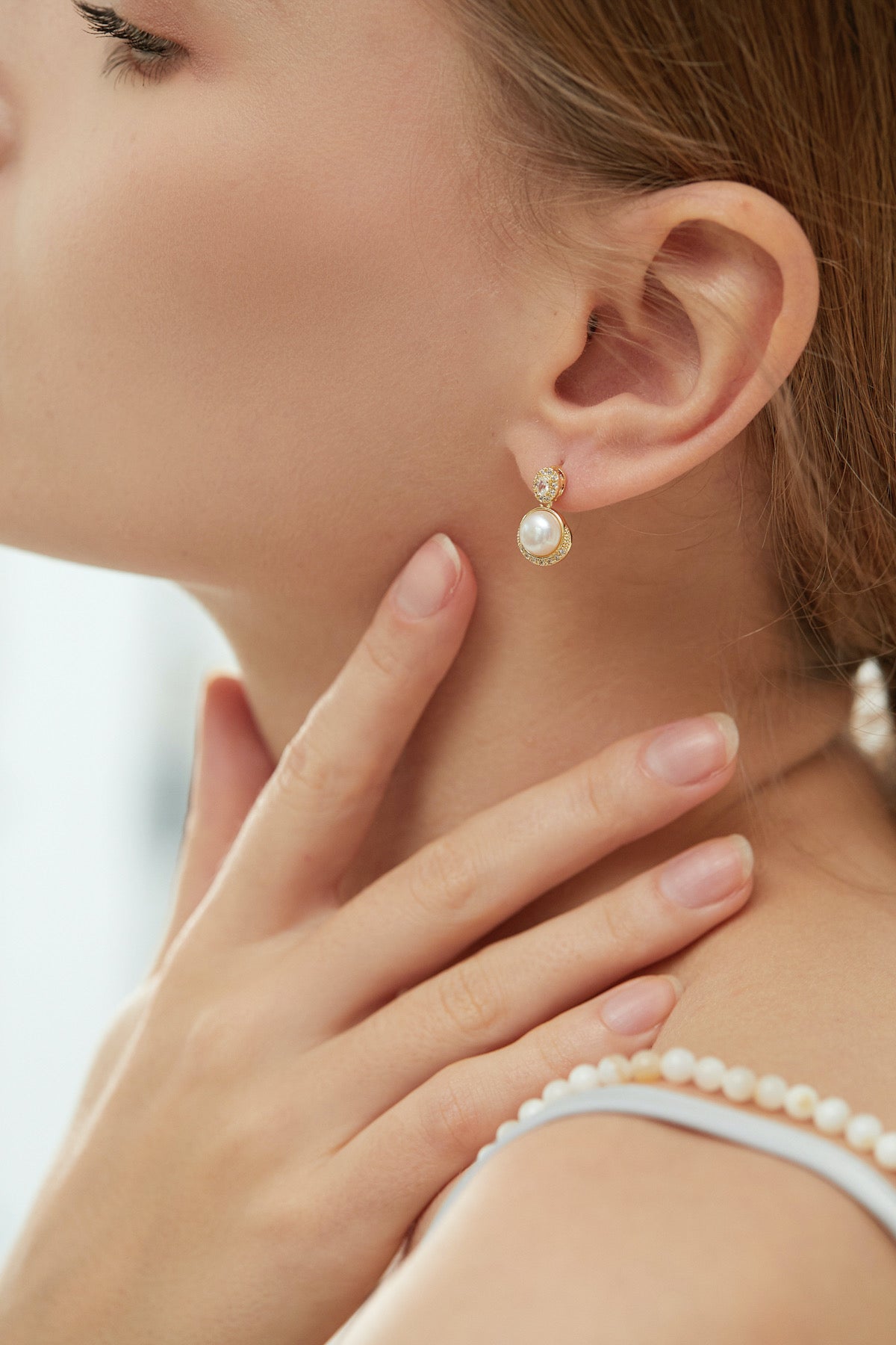 Ruby Golden Pearl Drop Earrings